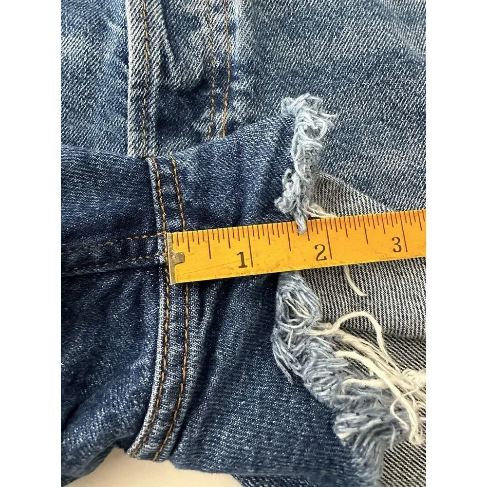 We The‎ Free Jean Shorts Women 28 Blue Denim Distressed Cut Off Button Fly